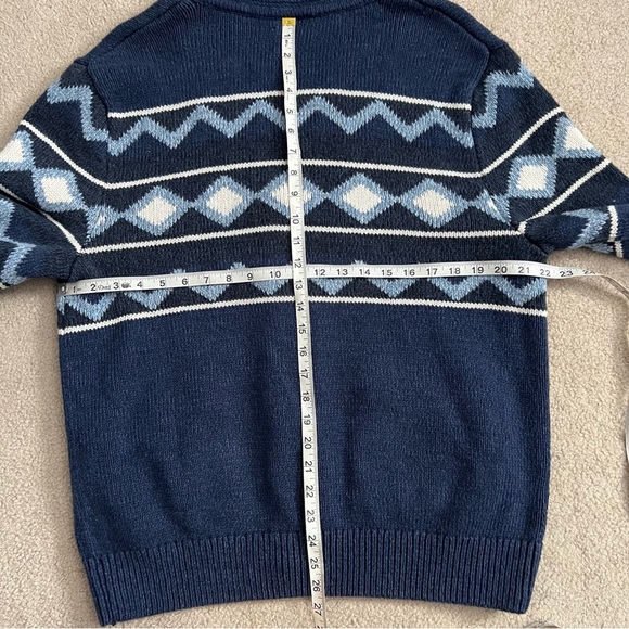 GAP 2016 Mens Geo Shape Cotton Blend Navy Shawl Collar Heavy Knit Cardigan - Picture 8 of 11